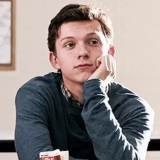 ⚙ Peter Parker Spider-Man spider-man, peter parker, tom holland, aburrido, pensando whatsapp sticker