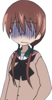 😨 Anime, Triste, Chica, Dibujos animados, Uniforme escolar whatsapp sticker