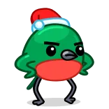 🤨 鳥, クリスマス, 漫画, お祝い, 休日, サンタ帽子 telegram sticker