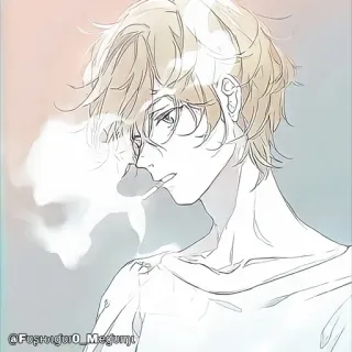 🚬 @Fushogjojo_Megumi Anime, Gafas, Ilustración, Dibujo, Hombre, Retrato, Arte whatsapp sticker