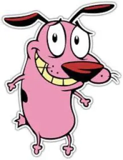 😟 Courage Courage the Cowardly Dog cachorro, desenho animado, Coragem, covarde, rosa, sorrindo, engraçado, assustado whatsapp sticker