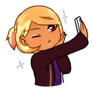📱 desenho animado, menina, selfie, piscadela, personagem, fofo telegram sticker