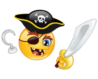 🔪 pirate, emoji, crâne, épée, crochet, dessin animé, personnage telegram sticker