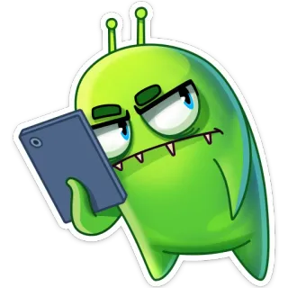 ☹️ alien verde, dibujos animados, móvil, lindo, pegatina, monstruo telegram sticker