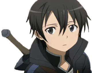 😧 Kirito Sword Art Online anime, sword, character, sword art online, kirito, black hair telegram sticker