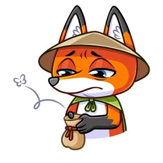 😫 zorro, triste, dinero, pobreza, dibujos animados, personaje whatsapp sticker