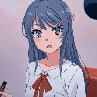 ❤️ garota anime, fofa, desenho animado, retrato, cabelo azul, animação whatsapp sticker