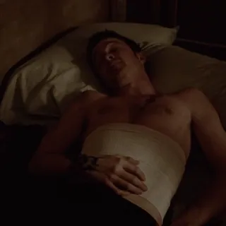🚬 Dean Winchester Supernatural Dean Winchester, Supernatural, Jensen Ackles, sleeping, shirtless, bed, resting, fandom telegram sticker