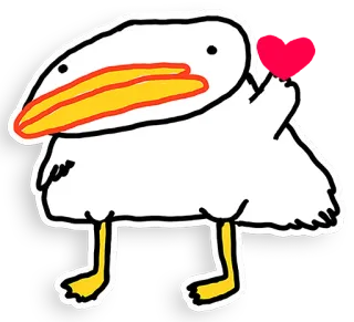 ❤️ bird, white, yellow, cartoon, drawing, animal telegram sticker