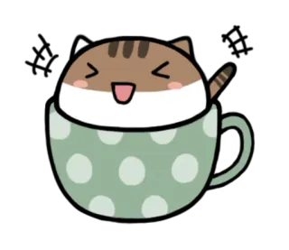 😆 gato, xícara, fofo, animal, animal de estimação, kawaii, adesivo telegram sticker