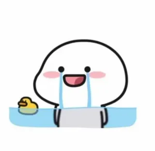 😢 pleurs, dessin animé, triste, mignon, canard, baignoire, emoji telegram sticker