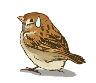 😰 птица, воробей, грустный, милый, животное whatsapp sticker
