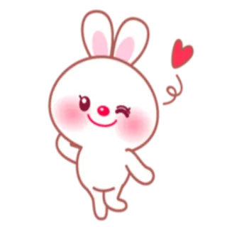 😉 rabbit, cute, cartoon, animal, kawaii, heart whatsapp sticker
