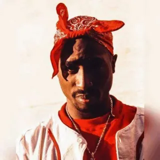 😐 2Pac rappeur, musicien, portrait, bandana, années 90 whatsapp sticker