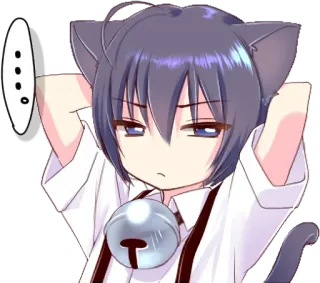 😒 ... gatto, anime, carino, orecchie, chibi telegram sticker