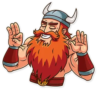 👌 viking, krijger, noords, helm, baard, cartoon, spier telegram sticker