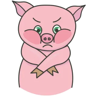 😡 cerdo, enojado, dibujo animado, animal, rosa, molesto, lindo, ilustración whatsapp sticker