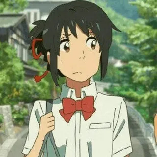 💫 Mitsuha Miyamizu Your Name anime, Mitsuha Miyamizu, Your Name, đồng phục học sinh telegram sticker