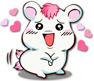 💖 hámster, lindo, corazones, dibujos animados, animal, kawaii whatsapp sticker