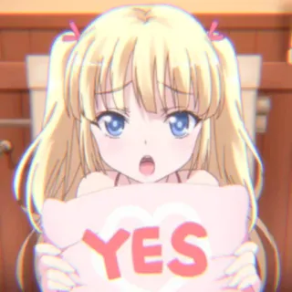 🥺 YES anime girl, yes, positive, cute, blonde, pigtails whatsapp sticker