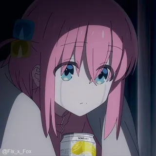😢 SUNTORY anime, Mädchen, weinen, Getränk, Suntory, Zitrone telegram sticker