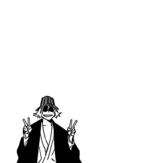 🌕 Kisuke Urahara Bleach アニメ, マンガ, BLEACH, 浦原喜助, キャラクター, ピースサイン, 笑顔 telegram sticker