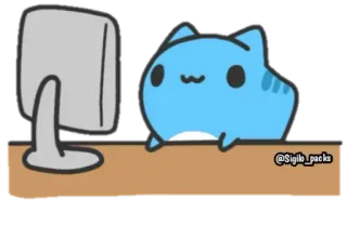 👨‍💻 gato, dibujos animados, ordenador, escritorio, lindo telegram sticker