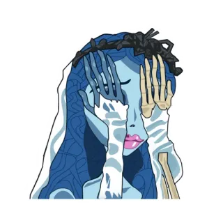 🤭 Emily Corpse Bride 艾米丽, 僵尸新娘, 蒂姆·伯顿, 动画电影, 贴纸, 卡通, 骷髅, 新娘 whatsapp sticker