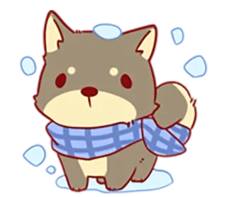🐶 สุนัข, น่ารัก, ฤดูหนาว, สัตว์, ผ้าพันคอ, หิมะ telegram sticker
