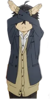 🙅‍♂ Anime, Braços cruzados, Rejeição, Não, Menino telegram sticker