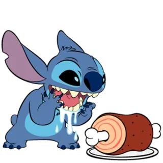 🍖 Stitch Lilo & Stitch Cartoon, Disney, Niedlich, Essen, Alien telegram sticker