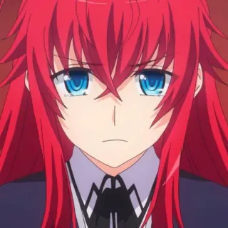 🩸 Rias Gremory High School DxD Anime, cheveux roux, yeux bleus, Rias Gremory, High School DxD, personnage, fille whatsapp sticker