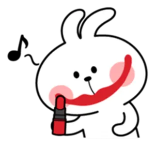 💄 кролик, зайчик, помада, макияж, милый telegram sticker