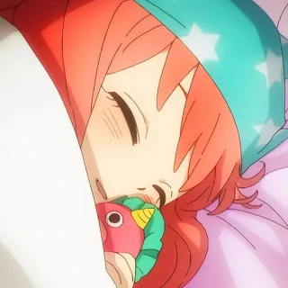 🙂 sono, anime, desenho animado, garota, cama telegram sticker