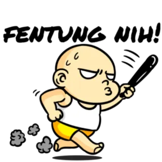 🚝 cartoon, running, bald, sweat, angry telegram sticker