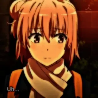 🖇 Uh... Anime, Cartoon, Meisje, Leuk, Sjaal telegram sticker