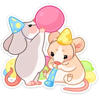 🥳 animals, mice, party, birthday, celebration, cute telegram sticker