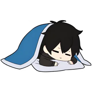 🥱 sleepy, sleeping, chibi, anime, cute, blanket, pillow telegram sticker