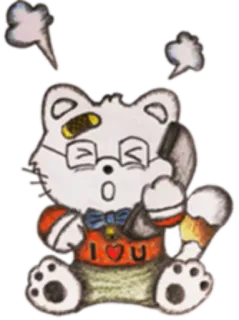 📱 I ❤️ U gato, bravo, chateado, telefone, amor, desenho animado telegram sticker