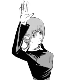 😀 Makima Chainsaw Man anime, manga, chainsaw man, makima, black and white, raised hand telegram sticker
