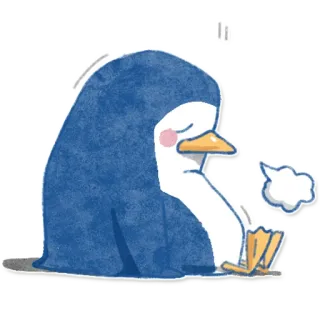 😔 pinguino, triste, cartone animato, animale, carino telegram sticker