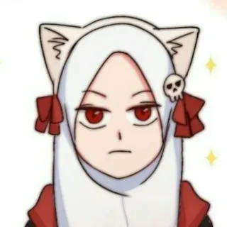 📚 Anime, Chica, Hiyab, Orejas de gato, Kawaii telegram sticker