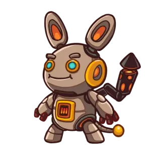 🧨 робот, мультфильм, милый, футуристический, андроид, ракета telegram sticker