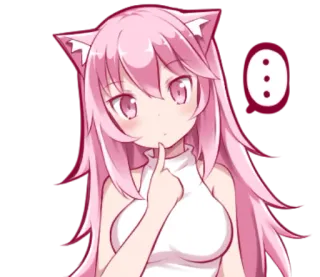 🤔 animé, fille chat, cheveux roses, mignon telegram sticker