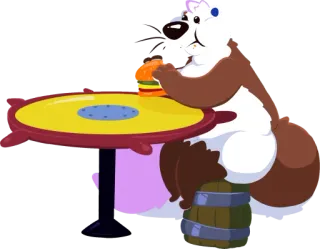 🍔 tier, bär, burger, essen, cartoon, tisch telegram sticker