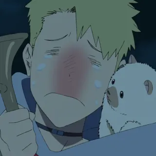 🔮 Anime, Triste, Llorando, Trompeta, Peluche, Personaje, Animación telegram sticker