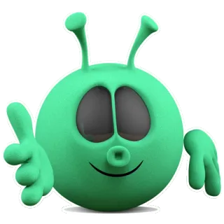 👽 มนุษย์ต่างดาว, สีเขียว, การ์ตูน, เป็นมิตร, โบกมือ, แอนิเมชั่น telegram sticker