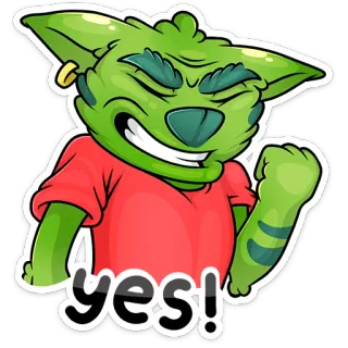 🎊 yes! sim, acordo, feliz, verde, desenho animado whatsapp sticker