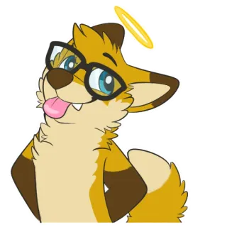 😇 fox, glasses, halo, cartoon, animal, furry telegram sticker