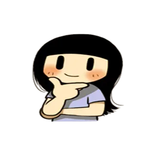 😏 Mädchen, Cartoon, Figur, Denken, Süß, Animation telegram sticker
